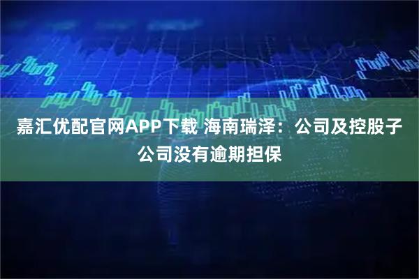 嘉汇优配官网APP下载 海南瑞泽：公司及控股子公司没有逾期担保